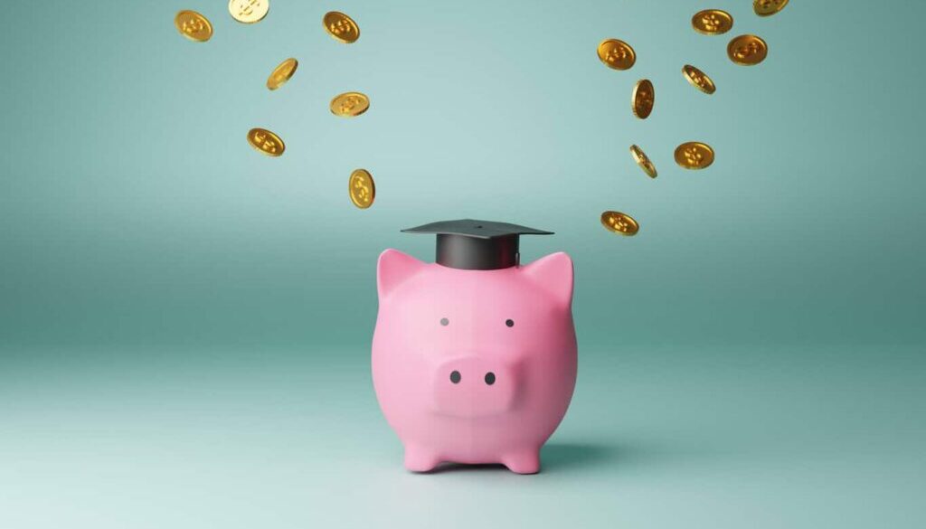 Student loan and piggy bank concept