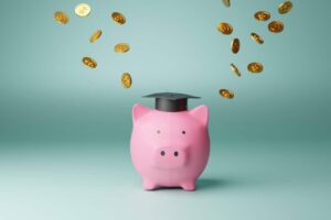 Student loan and piggy bank concept